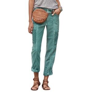 Sundance Boho Turquoise lace Linen/Cotton Blend Summer Pants